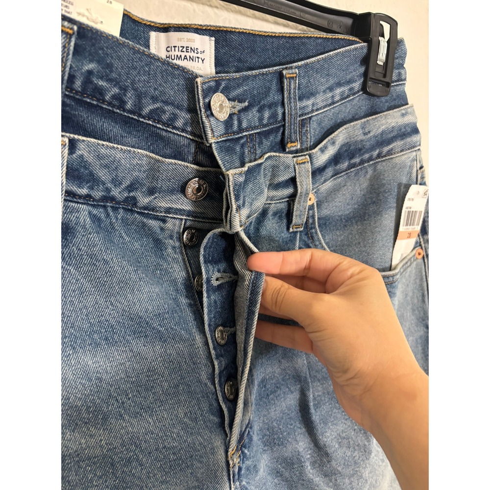 Citizens of Humanity Double Waistband Mori Corset Denim Shorts Raw Hem 28 FP - Picture 4 of 8